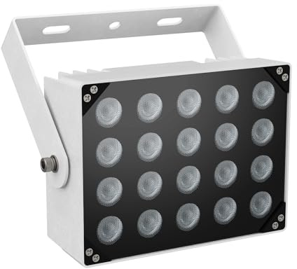 Univivi IR Strahler 20 LEDs, 850nm Beleuchter mit großer Reichweite | 90-Grad-Weitwinkel-Infrarot-Flutlicht IP67 Wasserfest für Sicherheitskamera IR-Licht Innen&Außen