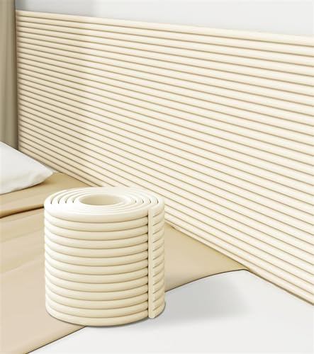 GZGLZDQ Wandpaneele Gepolstert Für Schlafzimmer, 1cm Dick Anti-Kollision Gepolstert Wandpolster Kopfteil, 3D Selbstklebend Wandpaneele Wandpolster(Beige,40cm x 2m)