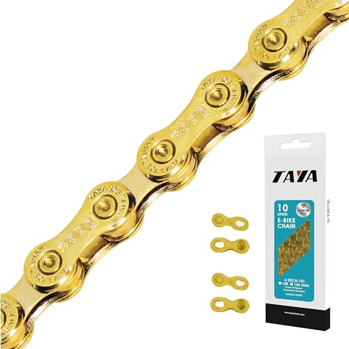 TAYA e-DECA-101 10-Gang-Fahrradkette, 136 Glieder, Titan Gold, langlebig und leichtgängig, für E-Bike, Gravel und MTB