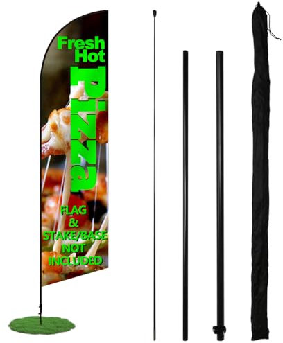 Anley Ensemble de Mât pour Drapeau Plume – Mât pour bannière Flottante assemblé avec Sac de Transport – Convient aux Drapeaux Plume de 2 FT x 6,5 FT (Drapeau et Support Non Inclus) – Mât Uniquement