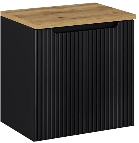 Lomadox Mobile per lavabo 60 cm, in rovere nero, profondità 40 cm, 2 ante (larghezza x altezza x profondità) ca. 60,4 x 40 cm