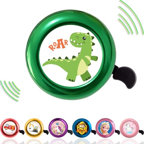 Campanello per bicicletta per ragazzi/ragazze - unicorno, pompier, dinosauro verde
