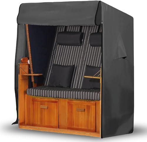 GARTENTECH Strandkorb Schutzhülle Winterfest 120 breit passend 110 breit 600D Oxford Gewebe UV-beständig Strandkorbhülle Abdeckung für Strandkorb