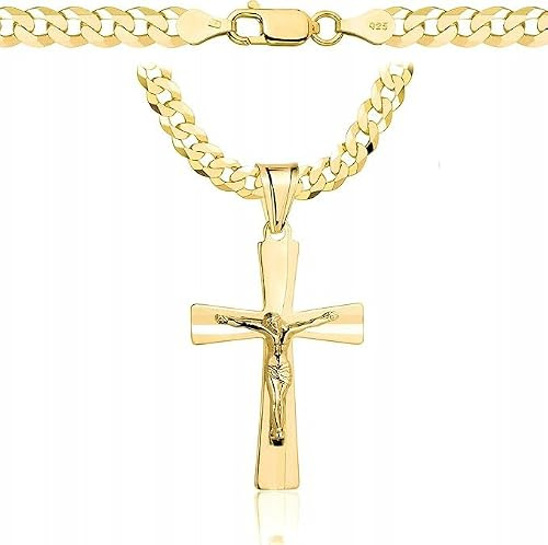 AMAR OPRAVA goldkette herren mit kreuz 585, Kette Herren 925/585 - kreuz kette herren gold 585 massiv - 5 mm, Kreuz Kette - Goldkette Kreuzkette - panzerkette gold 585
