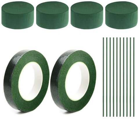 4 Pezzi Di Blocchi Di Schiuma Floreale, 2 Rotoli Di Nastro Adesivo, 10 Pali Di Fiori, Forniture Per Composizioni Floreali, Kit Bouquet Fai Da Te, Vassoio Floreale