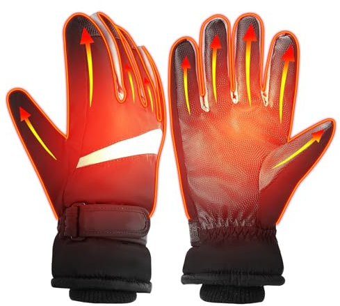 Bestcool Guanti riscaldati USB per Uomo Donne, Guanti invernali da sci riscaldati a dita piene guanti touchscreen guanti termici impermeabili e antivento per ciclismo corsa arrampicata (Nero)