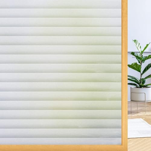 Milchglasfolie Fenster 130 x 800 cm Sichtschutz Wärmeisolierung Blickdicht Milchglasfolie Selbstklebend Ohne Kleber Glasdekorfolie für Büro Und Haus, Streifen