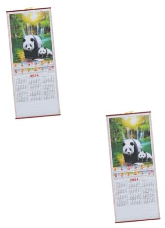 SEWACC 2st Jahr Des Drachenkalenders Traditioneller Kalender Wandkalender 2024 Monatlich Mond- Chinesischer Hängekalender 2024 Kalender 2024 Hängend Tierkreis Monatskalender Papier