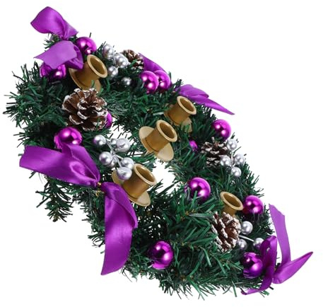 PRETYZOOM Holiday Candles Holder Christmas Advent Wreaths Candleholder 5-tier Stand Artificial Pinecone Berry for Christmas Celebrati