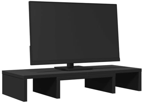 Tidyard Monitorständer Verstellbar Schreibtischaufsatz Monitorerhöhung Bildschirm PC Regal Aufsatz Bildschirmerhöhung Schwarz 60x24x10,5 cm Holzwerkstoff