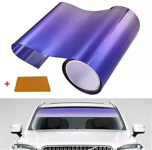 Autofenster Sonnenschutzfolie, 150cm x 20cm Fensterfolie Streifen Allmähliche Farbe Frontscheibe Folien, Auto Sonnenblende Fenster Solar Auto FrontscheibeTönungsstreifen Aufkleber (Lila)