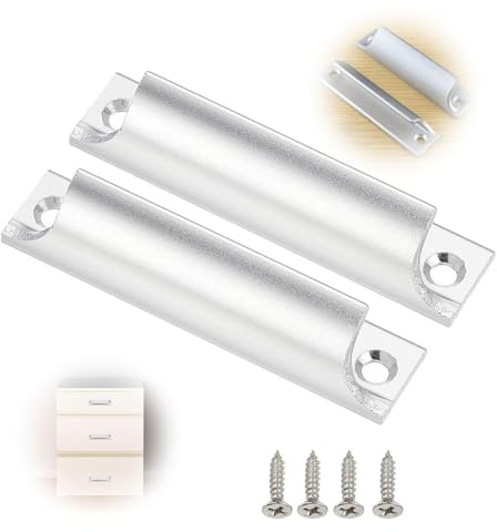 Jormftte 2 Stück Aluminiumlegierung Griff, Balkontür Ziehgriff mit Schrauben, Terrassentürgriff, Schiebetür Griff für Türen Fenster Schubladen Schranktüren (Silber)