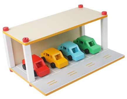 Amagogo Estacionamiento de Juguetes de Madera con automóvil, Juguete de Juego de Roles de vehículos, Juguetes educativos, Garaje, Juego de simulación para
