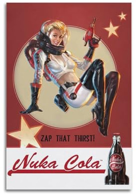 YEESUXII Leinwand-Wandkunst, Dekor, Nuka-Cola-Poster für Bar, Restaurant, Küche, Wohnzimmer, Schlafzimmer, modernes Zuhause, Wanddekoration, Geschenk, 60 x 90 cm, ungerahmter Stil
