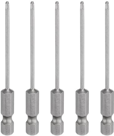 QUARKZMAN 5Pcs Embout de Tournevis Cruciforme Phillips #1 Ph1 Tige Hexagonale de 1/4 Longueur de 3 (75mm) en Acier S2 Magnétique pour Perceuse 0,079 (2mm) Tige