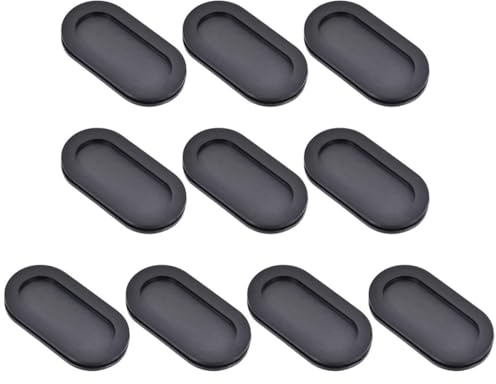 TA-VIGOR 10Pcs Oval Rubber Grommets 25 x 55mm Double Sided Hole Plugs | Black Rubber Closed Grommets Electrical Wire Gasket for Wire and Cable Protection