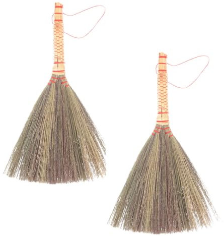 Gatuida 2pcs Broom Small Broom Pet Washable Dusters Power Dustpan Sponge Scrubbing Handled Air Dryer Electric Scrub Kit Cleaner Remover Conditioner Scrubbers and Grout Wipes Sorghum Grass