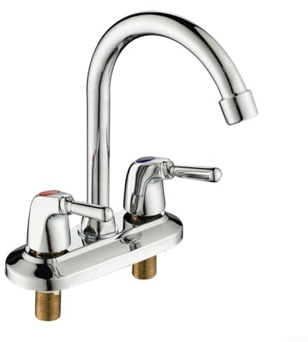 Hasaller Dual Handle Bathroom Basin Faucet 2Holes Rotatable Deck Mounted Sink Mixer Tap Double-Hole Basin Hot and Cold Water Faucet Bathroom Sink Mixing Valve Switch for Bathrooms Washroom Kitchen