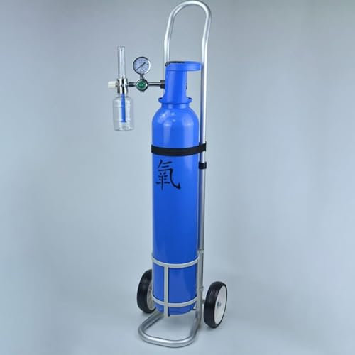 Sauerstoffflaschenhalter aus Aluminiumlegierung mit 2 Rädern – Rollwagen für Sauerstoffflaschen für den Heimgebrauch, Stützbasis für Gasflaschen mit 12 cm Durchmesser, langlebiges Sauerstoff