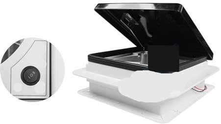Wohnmobildach Dachventilator, Camper 12V Opaque Black Cover Abluftventilator Wärmeableitung mit Edelstahl-Bildschirm for Caravan