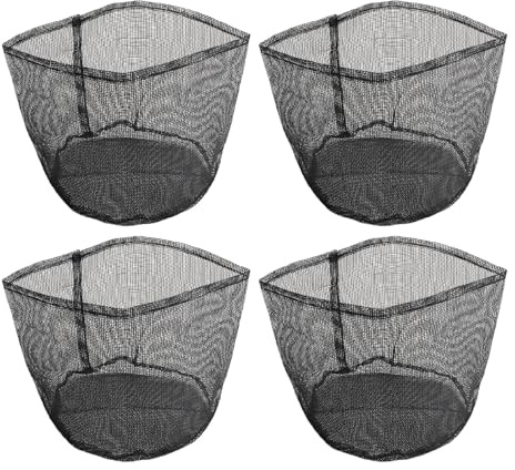 4pcs Aquatische Teichpflanztaschen, 7 Quadratisch Wiederverwendbares Teichpflanzentopf, Atmungsaktive Netzwasserpflanzbeutel für Wasserpflanzen, Karotten, Lotus, Rund, Schwarz, PVC