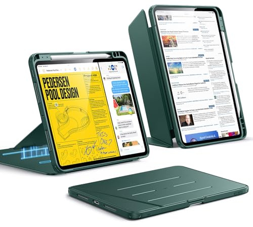 ESR Coque pour iPad Pro 11 Pouces M5/M4(2025/2024), Série Flip, Vert | Support Vertical, Multi-Angles, Ultra-Stable Pour iPad Pro 11 2025/2024 avec Porte-Stylet, Série Flip