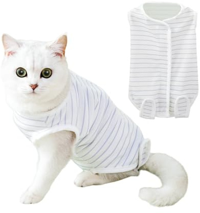 KEWUF Traje de Recuperación para Gatos, Leotardo Postoperatorio para Gatos, Traje Quirúrgico Postoperatorio para Gatos,para Heridas Abdominales o Afecciones de la Piel(Gris, L)