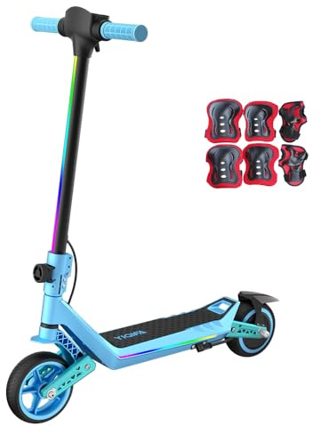 U8 Kinder E-Scooter in 16 km/h,12 km Reichweite,3 Geschwindigkeitsstufen Zero-Start,Elektronische Bremse,Doppelte Federung,6,5 Zoll Reifen,Klappbar & LED-Beleuchtung,Für Kinder ab 6 Jahren,VierFarben