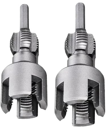 Rosca 2 en 1 para tubos de PVC – 1/2 y 3/4 medida, rosca interior/exterior con juego de 2 piezas, apto para taladro eléctrico, función de proceso roscas y apertura para tubos de cocina, instalación