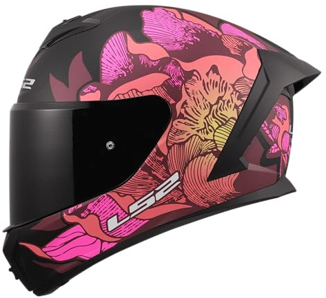 LS2 FF820 Rapid 3 Full Face Motorcycle Crash Helmet - Poppies - Black Pink - S (55- 56cm)