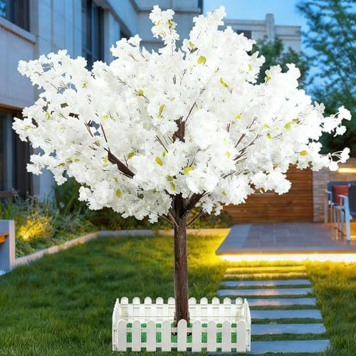 HaiZethonic Grande Albero Ciliegio,Decorazione Fiori Seta Sakura Finti Fatti Mano, Albero Sakura Simulazione Albero dei Desideri Ciliegio Finto Round-1.8x1.5m