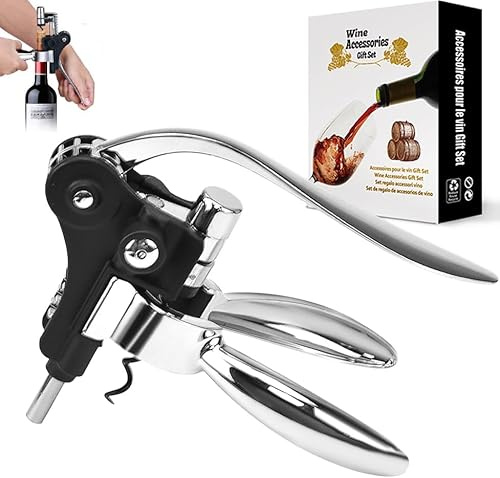 Sacacorchos Profesional de Palanca, Abrebotellas de Vino, de Aleacion de Zinc Resistente, Sacacorchos Facil para Todo Tipo de Corchos, Diseno Ergonomico, Ideal para Amantes del Vino y Regalo