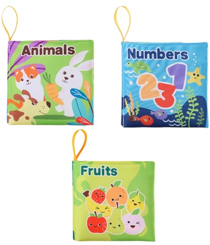 OPVYAEU 3 Piezas Libros de Tela para Bebés, Libro Sensorial, Libro Blandos para Bebés, Libro de Tela deJuguetes Aprendizaje y Educativo,Libro Bebe Interactivo Juguetes, Juguetes de Libros Sensoriales