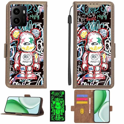 Aroepurt Case Compatible for BigPurplePhone Silverfox Senior Smartphone Phone Case Flip Cover [with Tempered Glass Screen Protector][RFID Blocking][Luminous Effect] LPT-MXX