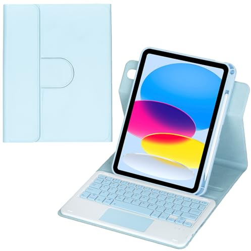 Funda con teclado Bluetooth para iPad Pro de 11 pulgadas (1ª generación/2ª generación/3ª generación/4ª generación), funda giratoria de 360 grados - Teclado desmontable - Ratón TrackPad