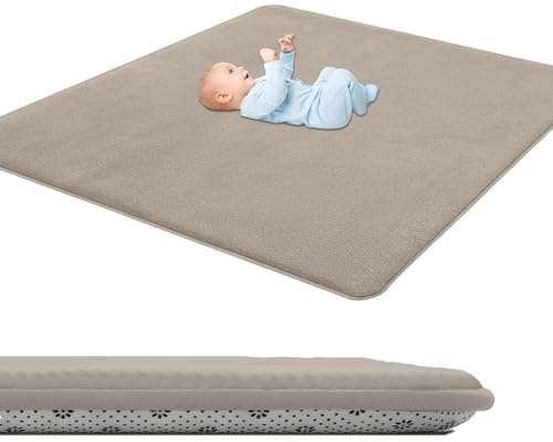 Baby-Krabbelmatte 3cm Dicke Spielmatte Kurzflor Kinderzimmer Teppiche Rutschfester Unterseite 200 x 400 cm Krabbelteppich für Kinderteppich Jungen Spielteppich baby Yogamatte Tatami Matte Hellbraun