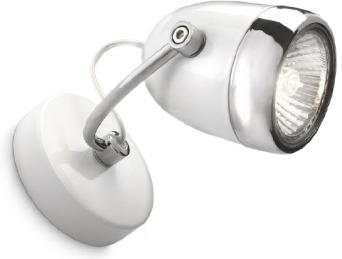 Philips Lighting Balsa Spot Singolo in Metallo Bianco e Dettaglio Cromo, Lampadina Inclusa