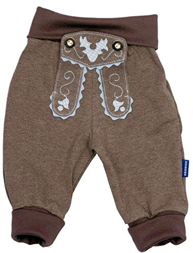 P.Eisenherz Baby Jogginghose Lederhosen Look, Braun, 100% Baumwolle, inkl. Autoaufkleber