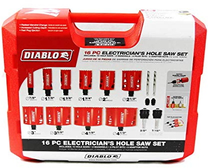 Diablo Bi-Metal Hole Saw Set for Electricians - 7/8 to 4-1/2 Diameter