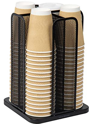 Mind Reader CDISPMESH-BLK Carousel Cup and Lid Organizer, Black Metal Mesh