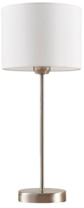 Lindby Tischlampe, Tischleuchte Stoffschirm weiß Nachttischlampe Stoffschirmlampe 1x E27 max. 60W ohne Leuchtmittel Schlafzimmerlampe