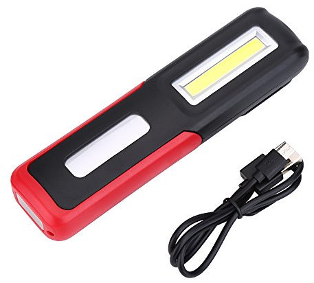 Alomejor Lampe de Poche LED Rechargeable avec câble USB 3W LED COB Lampe d'inspection portative pour Camping d'urgence en randonnée(Rouge)