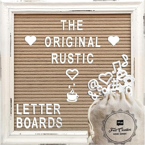 Rustikales Vintage-Stil Bauernhaus Filz Brieftafel Rillentafel Stecktafel mit Stand by Felt Creative Home Goods | mehr als 350 Buchstaben, Zahlen, Symbole (Kaffee, 26x26 cm)