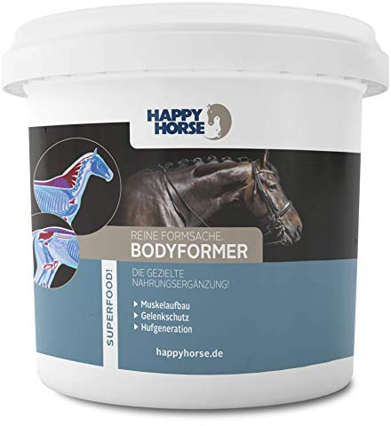Happy Horse Bodyformer für Pferde – 1,5 kg Ergänzungsfuttermittel zur Unterstützung von Muskelstoffwechsel, Gelenken & Hufhorn – Dopingfrei, mit Biotin, Lysin, Glucosamin, Vitamin E