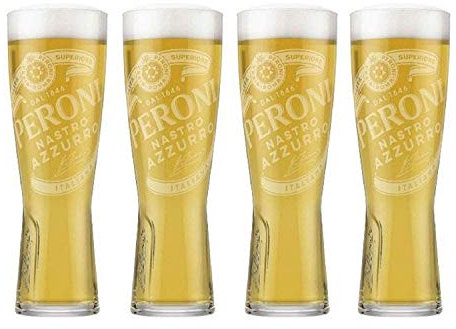 Peroni Lot de 4 verres demi-pinte style signature