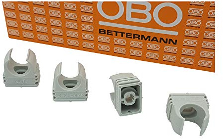 20x OBO Bettermann M16 Quick-Schellen | Klemmschelle | Rohrschelle | anreihbar | lichtgrau | 16mm | 20 Stück | Anreihbare Rohrschelle in RAL 7035 für Elektroinstallationen - 20 Stück Packung - passend für metrische Rohre
