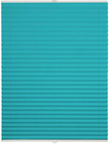ondeco Plissee ohne Bohren mit Klemmträger, Sonnenschutz für Fenster innen, Jalousien Fenster ohne Bohren Blickdicht, Faltrollo Sichtschutz für Tür Fensterrahmen, Rollo Türkis 45x130 cm
