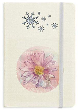 Cuaderno de flores de crisantemo de acuarela rosa con diseño de copos de nieve de invierno