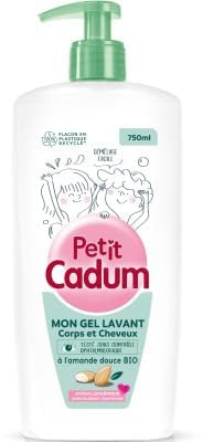 Cadum Petit Cadum Gel Lavant Corps et Cheveux Démêlage Facile à l'Amande Douce Bio, 750 ml (Lot de 1)