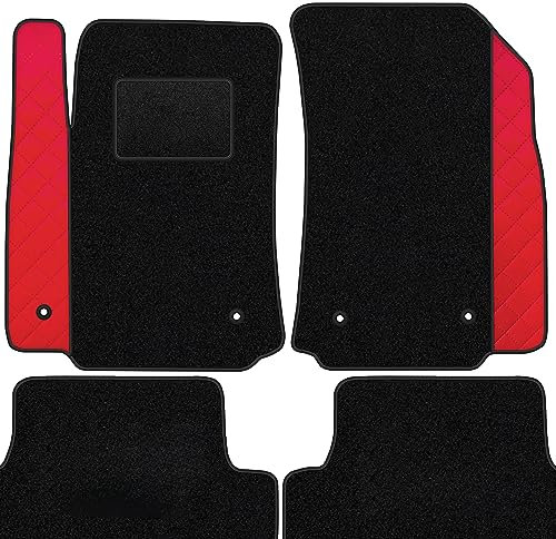 moto-MOLTICO Fußmatten Auto Velours Autoteppiche Schwarz Automatten Set 4-teilig - Auffälliges Design - passend für Citroen C3 III ab 2016 (Rotes Muster)